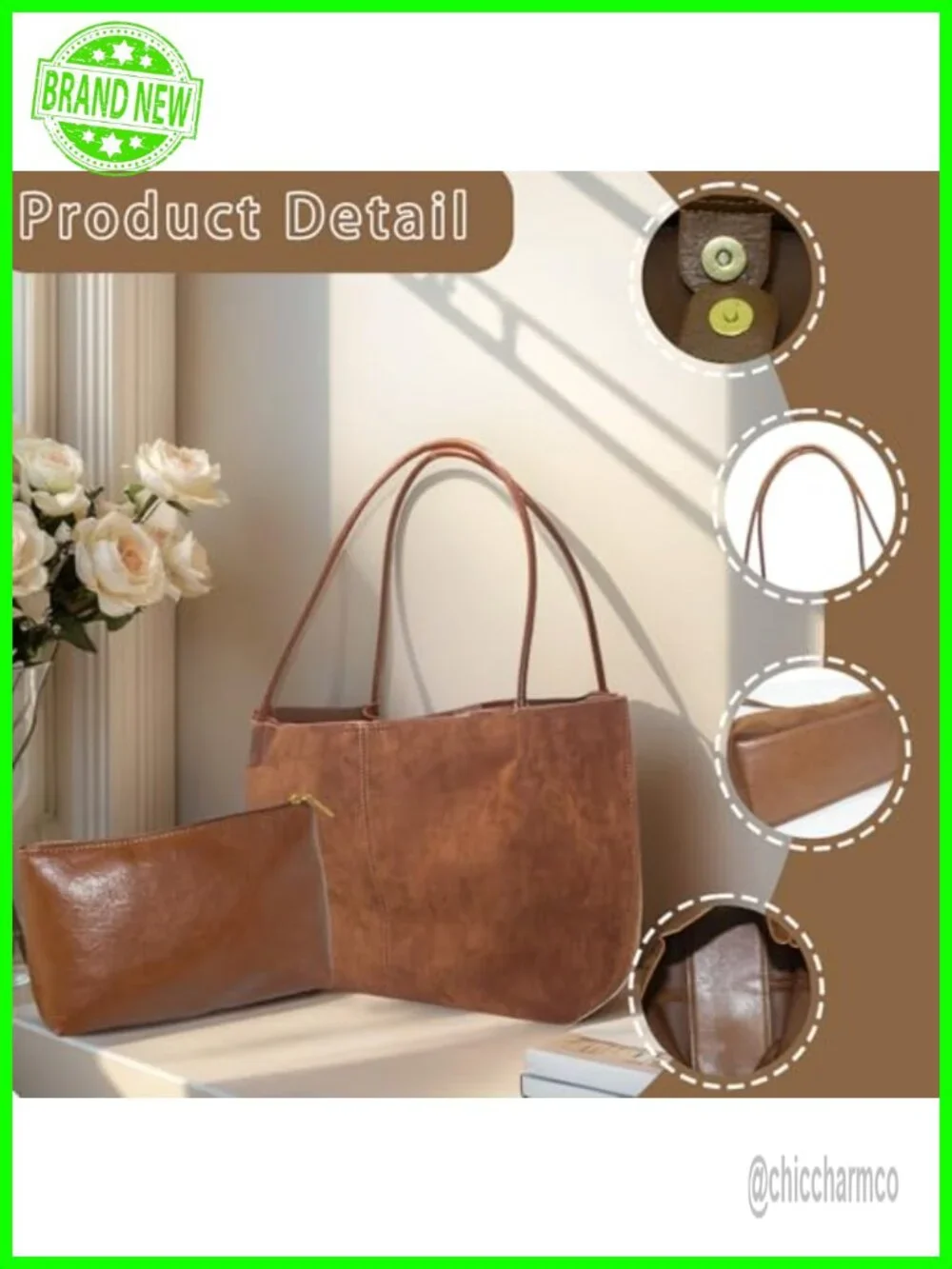 Faux Suede Tote Bag with Large Capacity, Soft Hobo Shoulder Bag